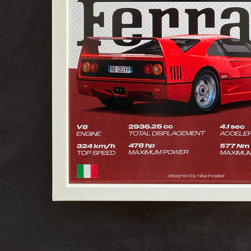 تابلو مدل دکوراتیو طرح ماشین فراری f40 کد 1092