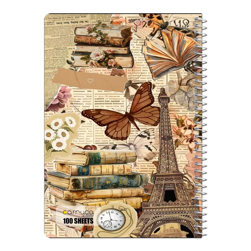 دفتر مشق 100 برگ سیمی کارنیکا طرح وینتج اسکرپ بوک Vintage Scrapbook کد 58137