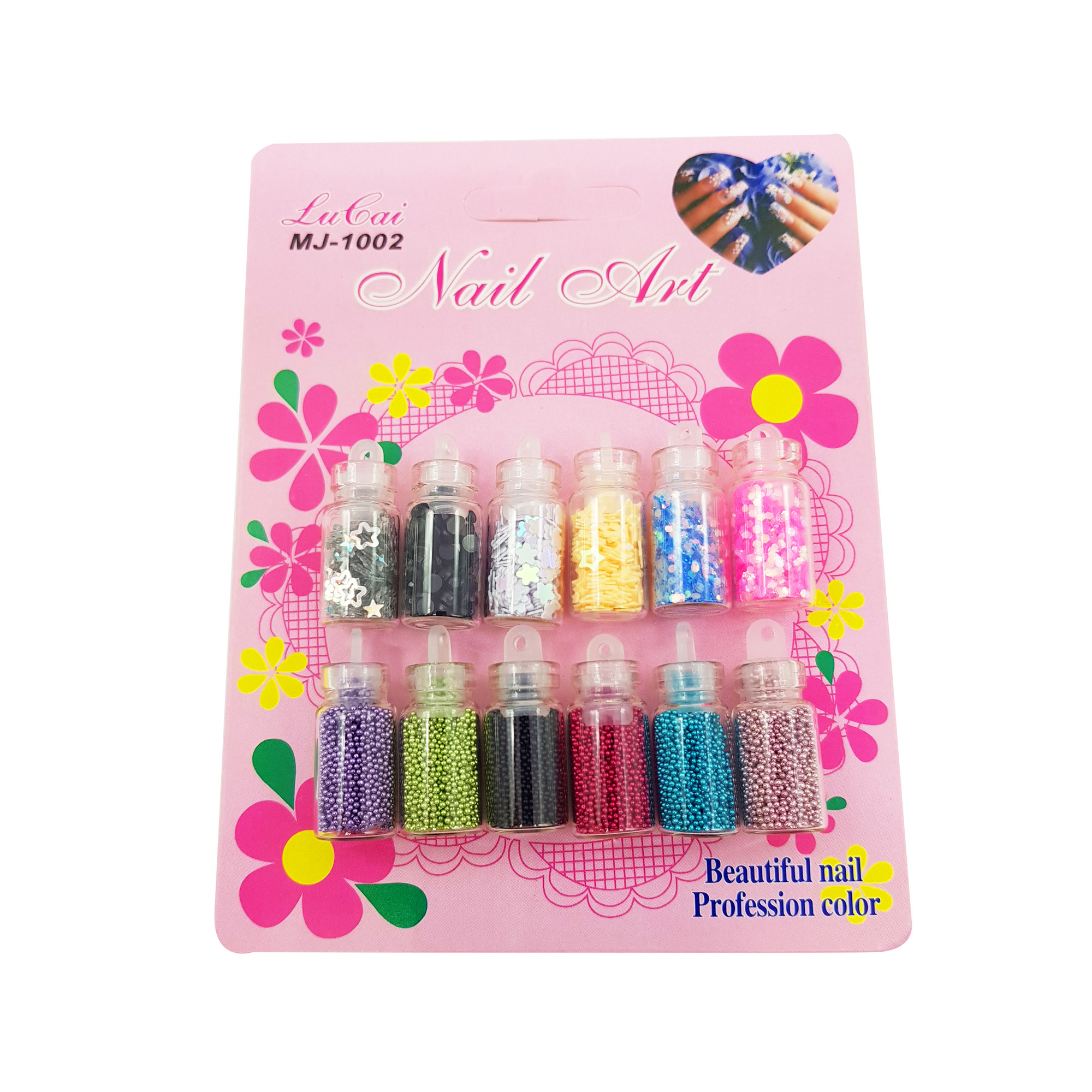 تزیین ناخن لوگای مدل Mj1002 مجموعه 12 عددی