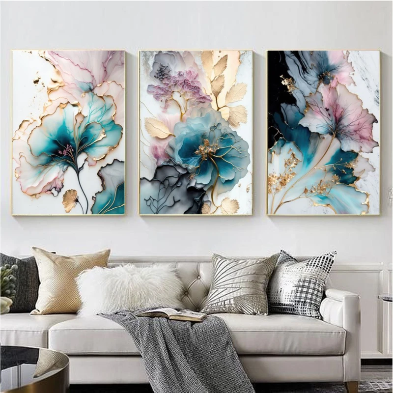 تابلو آتریسا طرح گل مدرن مدل AT00716 مجموعه 3 عددی 