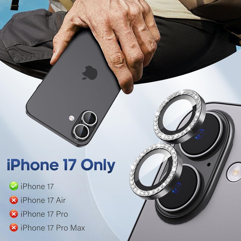محافظ لنز دوربین فلزی ام‌گلس مدل RNG Diamond MG مناسب برای گوشی موبایل اپل iPhone 17