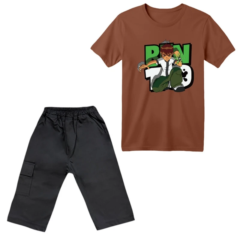 ست تی‌شرت آستین کوتاه و شلوارک پسرانه مدل بن تن کد ۶