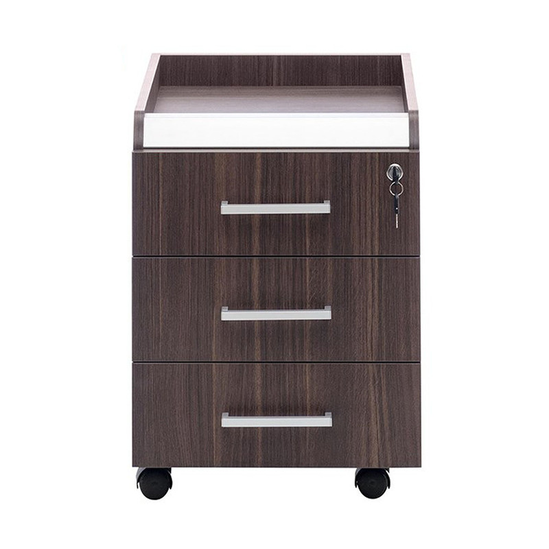 کمد اداری چرخ دار فرآذین مدل FAD-100 بلوطی تیره