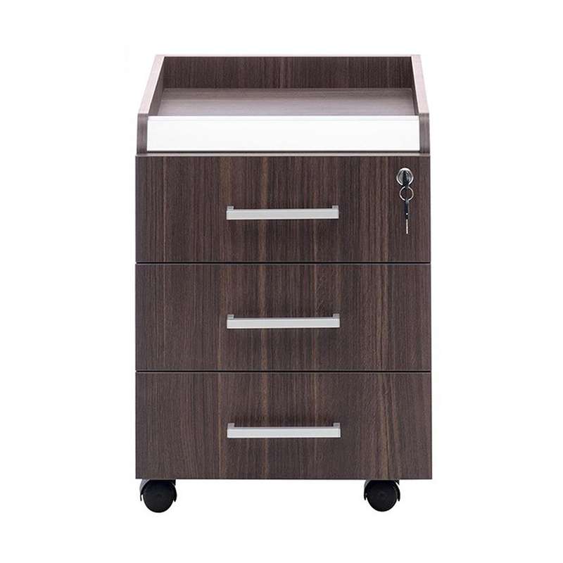کمد اداری چرخ دار فرآذین مدل FAD-100 بلوطی تیره