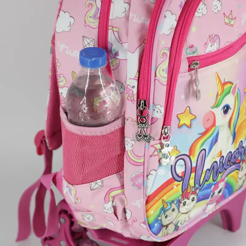 کوله پشتی چرخ دار طرح یونیکورن کد mn997 به همراه جامدادی