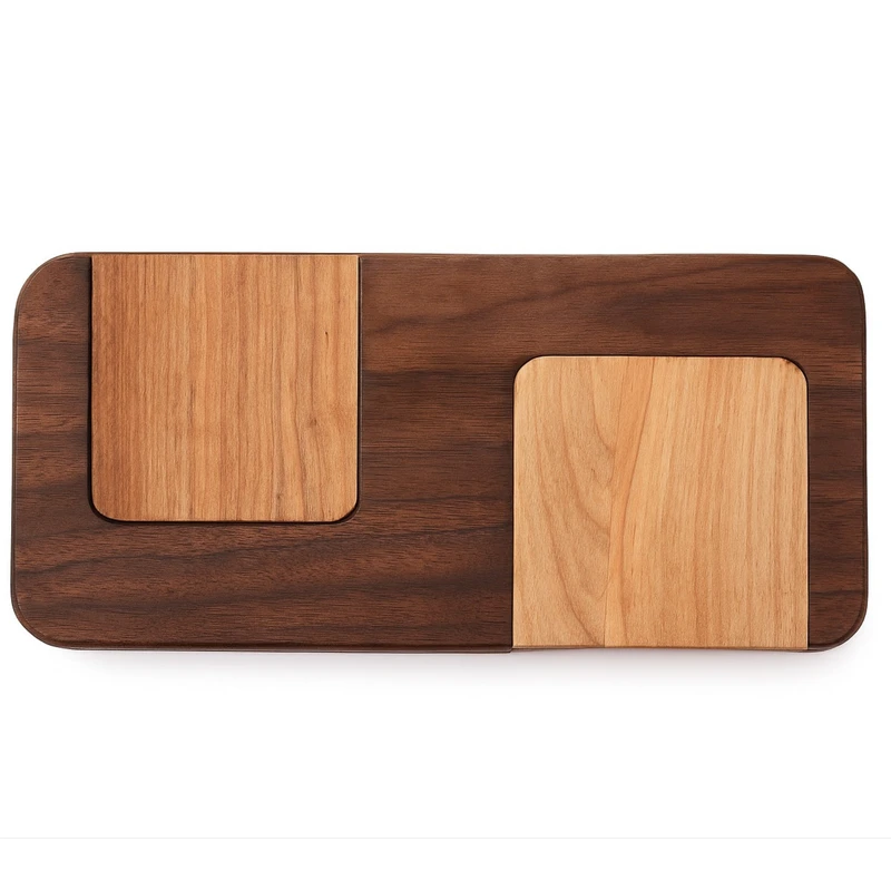 زیر لیوانی چوبی مدل مگنت دار طرح کشویی کد دوقلو مجموعه 3 عددی