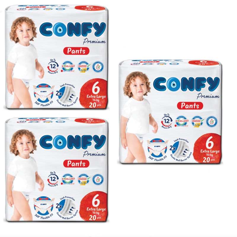 پوشک بچه کانفی مدل PANTS سایز 6 سه بسته 20 عددی