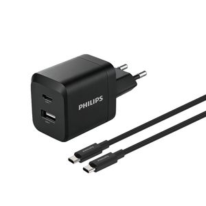 شارژر دیواری 45 وات 2 پورت فیلیپس مدل DLP5321 به همراه کابل USB-C