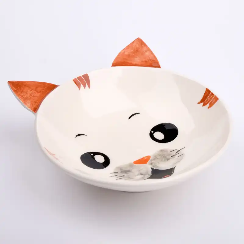 بشقاب سرامیکی مدل دستساز طرح بچه گربه