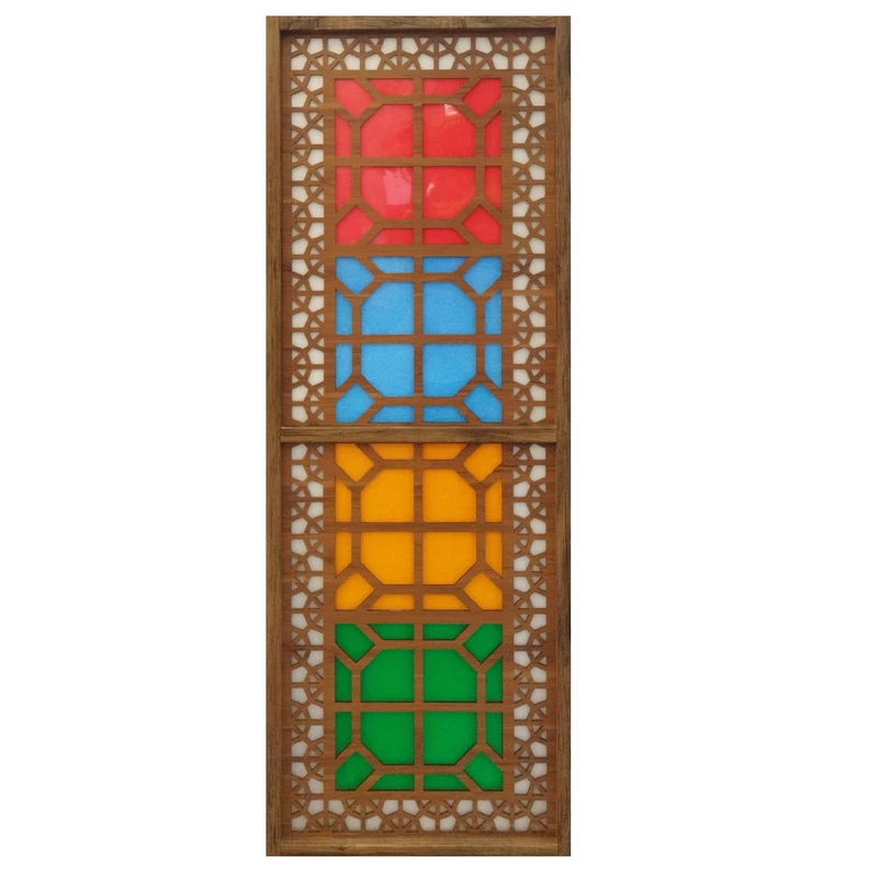 پارتیشن مدل پاراوان ثابت شیشه رنگی کد PRSTG4C
