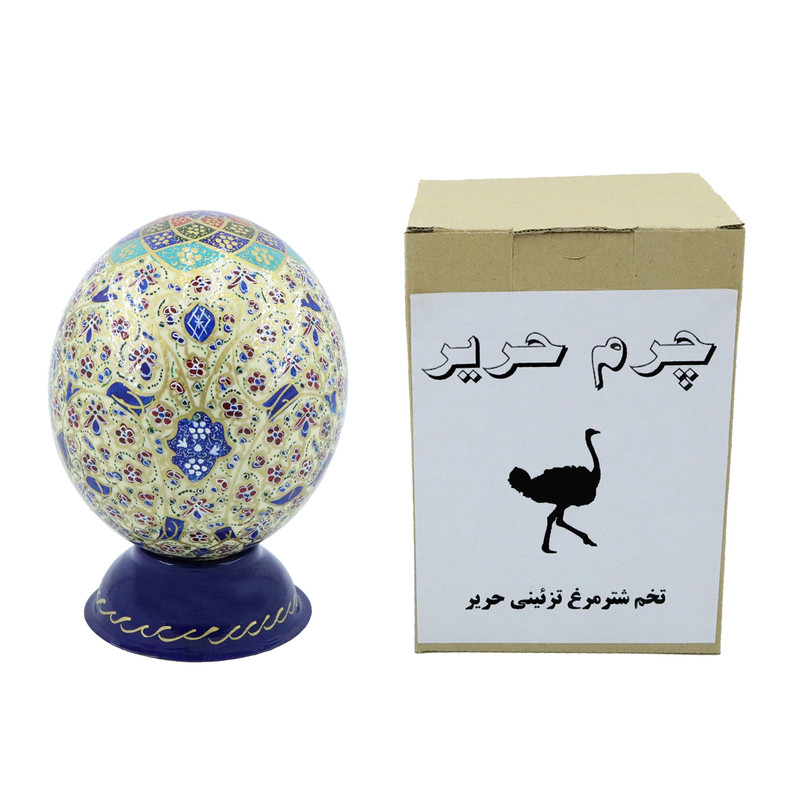 تخم شتر مرغ تزیینی چرم حریر مدل S09