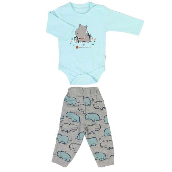 ست بادی آستین بلند و شلوار نوزادی مدل cab331p