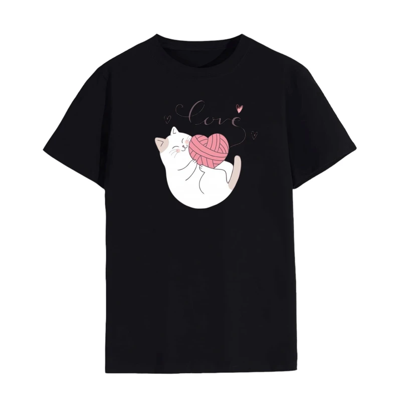 تی شرت لانگ آستین کوتاه زنانه مدل گربه کد 19