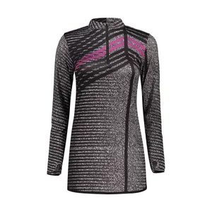 تی شرت آستین بلند ورزشی زنانه مدل فینگردار طرح راه راه کد Mhr-19