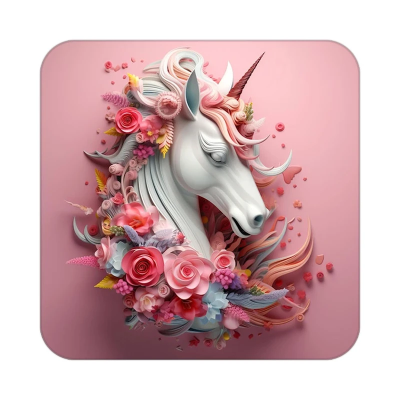 زیر لیوانی کاکتی طرح اسب تک شاخ و یونیکورن مدل mp32248