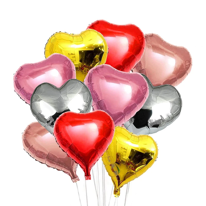 بادکنک فویلی مدل قلب کد 1NH بسته 10 عددی