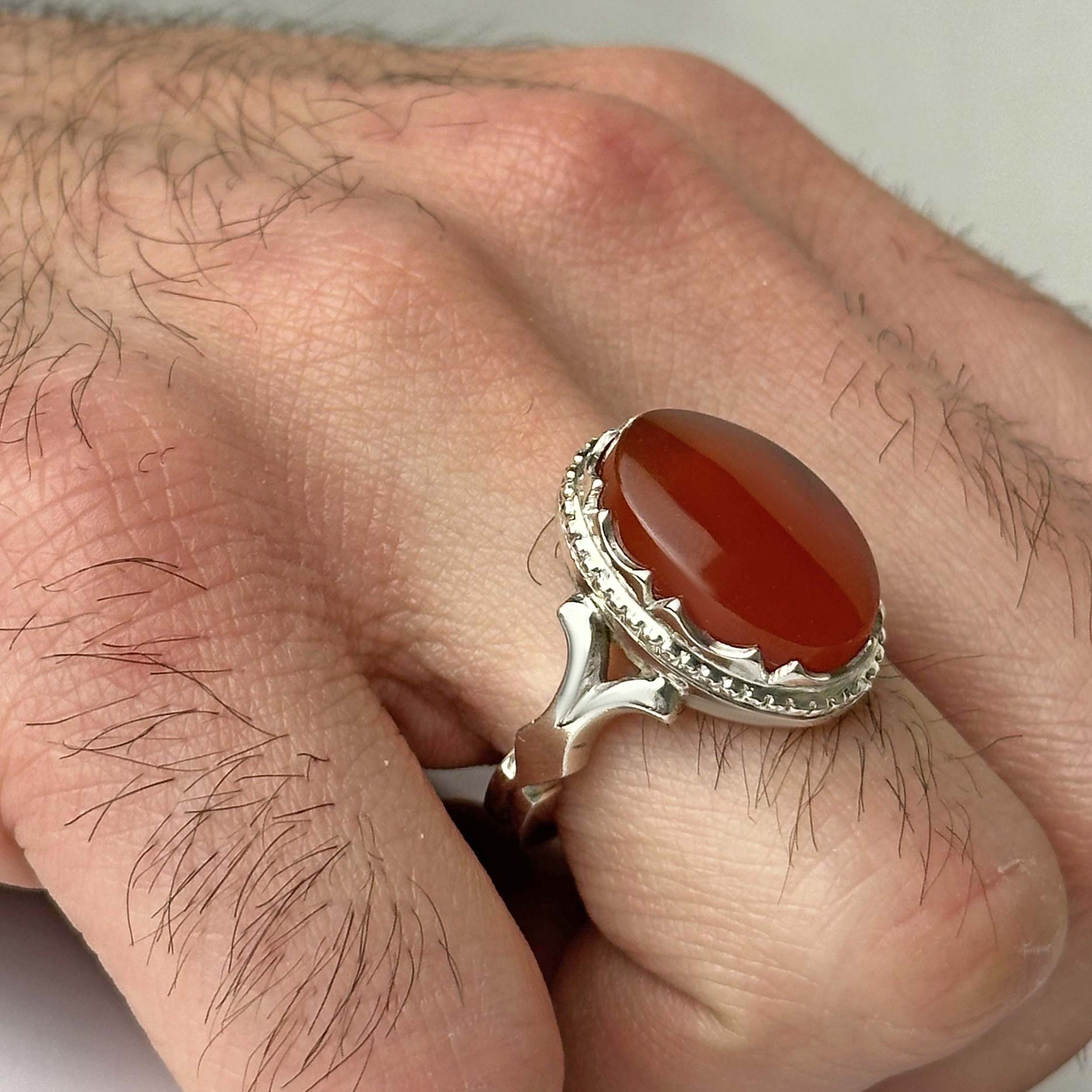 انگشتر نقره مردانه بازرگانی میلادی مدل رکاب دستساز عقیق سرخ یمنی کد AM_4449 انگشتر نقره مردانه بازرگانی میلادی مدل رکاب دستساز عقیق سرخ یمنی کد AM_4449