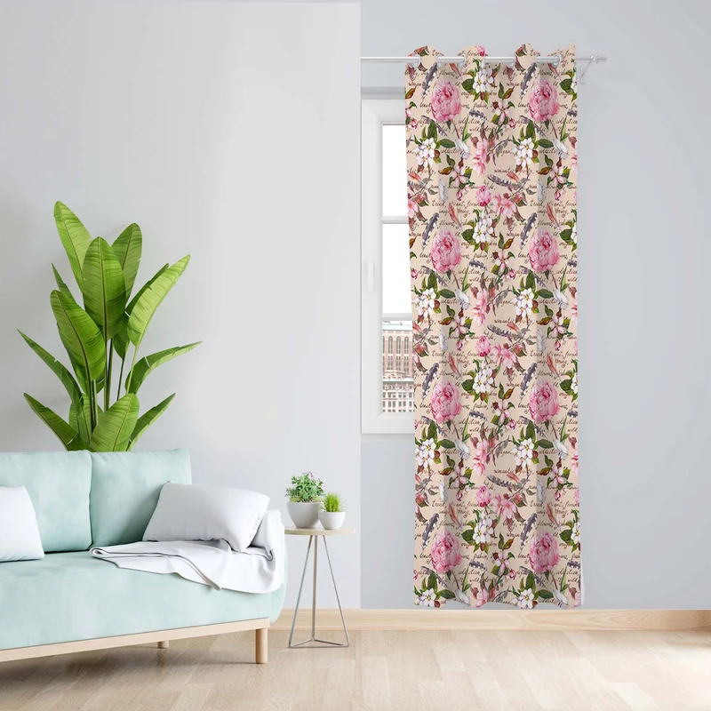 پرده طرح گلدار مدل مخمل پانچی کد 5369L z سایز 140x200 سانتی متر