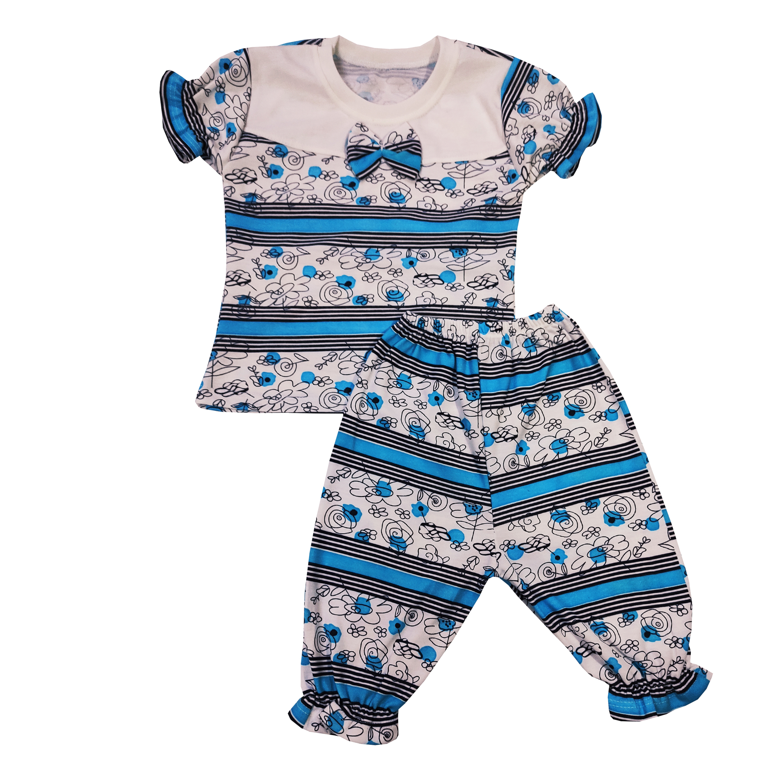 ست تی شرت و شلوار نوزادی مدل پاپیون کد 1