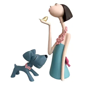 مجسمه مدل دختر بچه و سگ