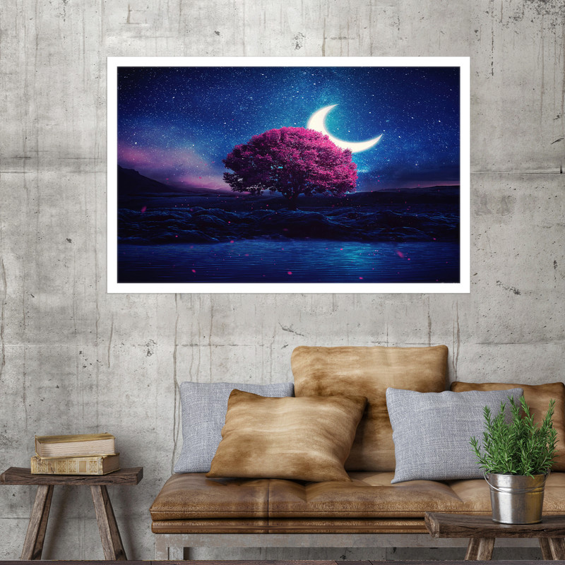 تابلو نوری بکلیت طرح درخت تنها فانتزی مدل W-MO1681