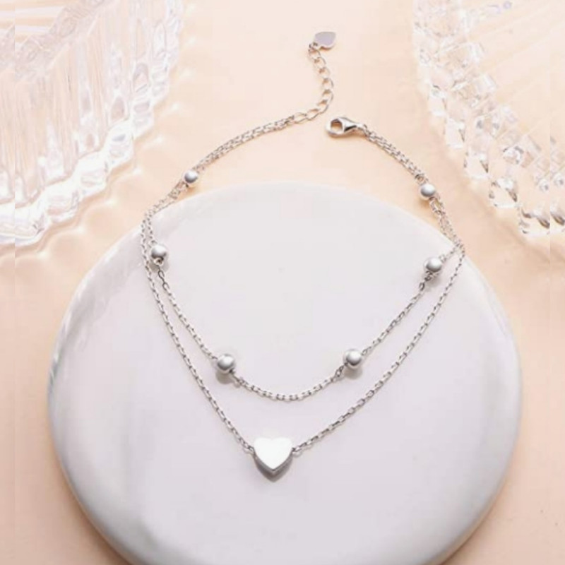 پابند نقره زنانه مدل گوی و تک قلب 662 پابند نقره زنانه مدل گوی و تک قلب 662