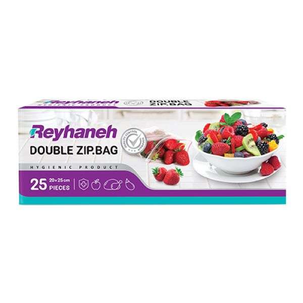 کیسه زیپ دار ریحانه مدل دبل زیپ بسته 25 عددی
