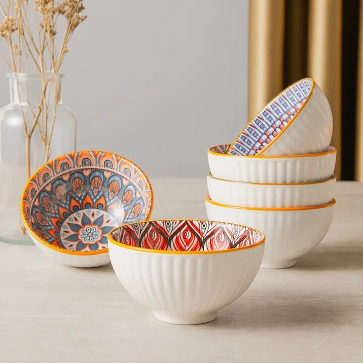 کاسه مدل بوهمیا مجموعه 6 عددی به همراه چاپستیک