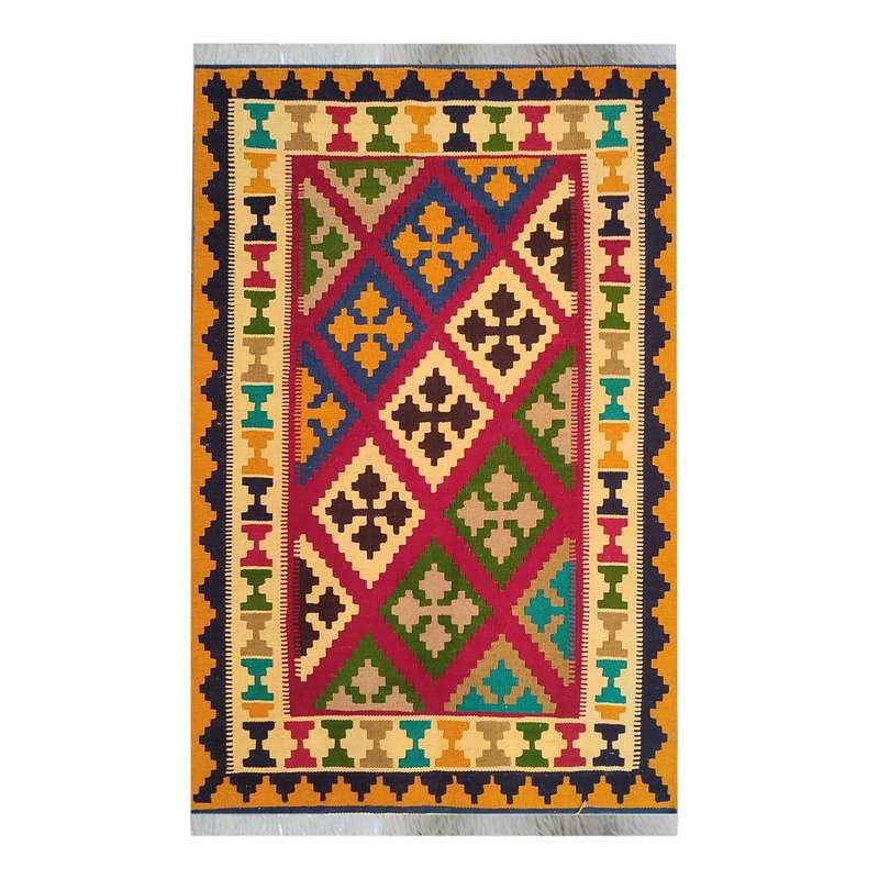 گلیم دستباف یک و نیم متری طرح هندسی مدل AA