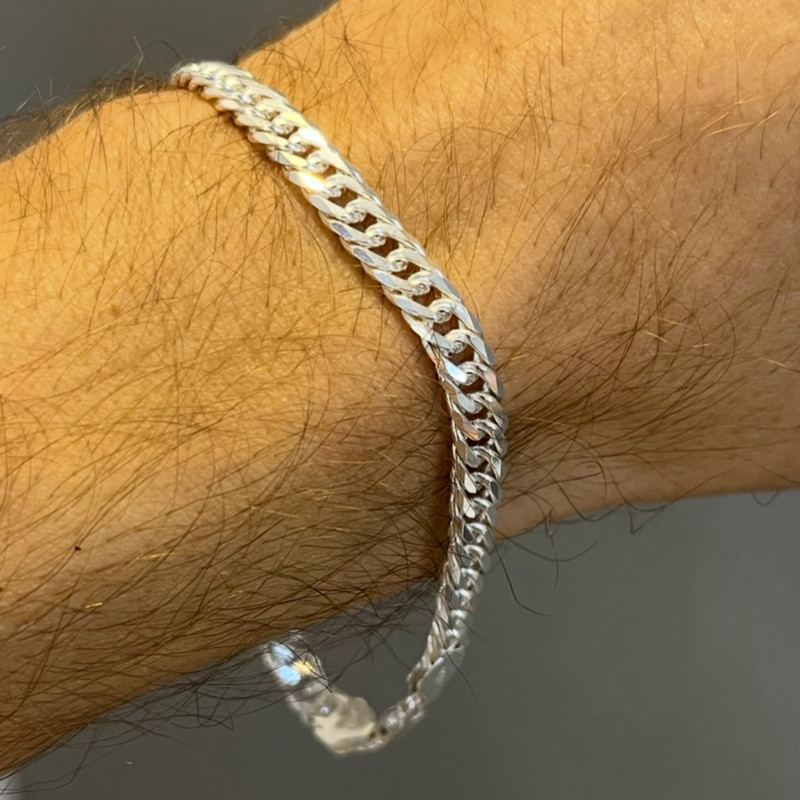 دستبند نقره مردانه مدل دوبل کد roz12