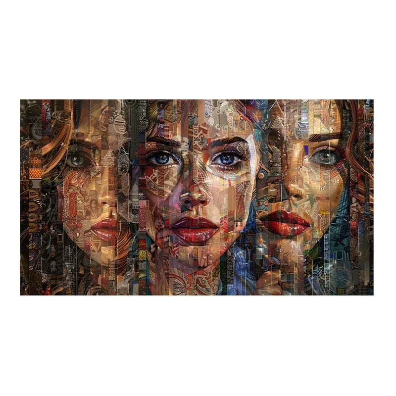 فرش پارچه‌ای مدل فرشینه طرح گرافیکی  چهره موزاییکی کد AR3061593