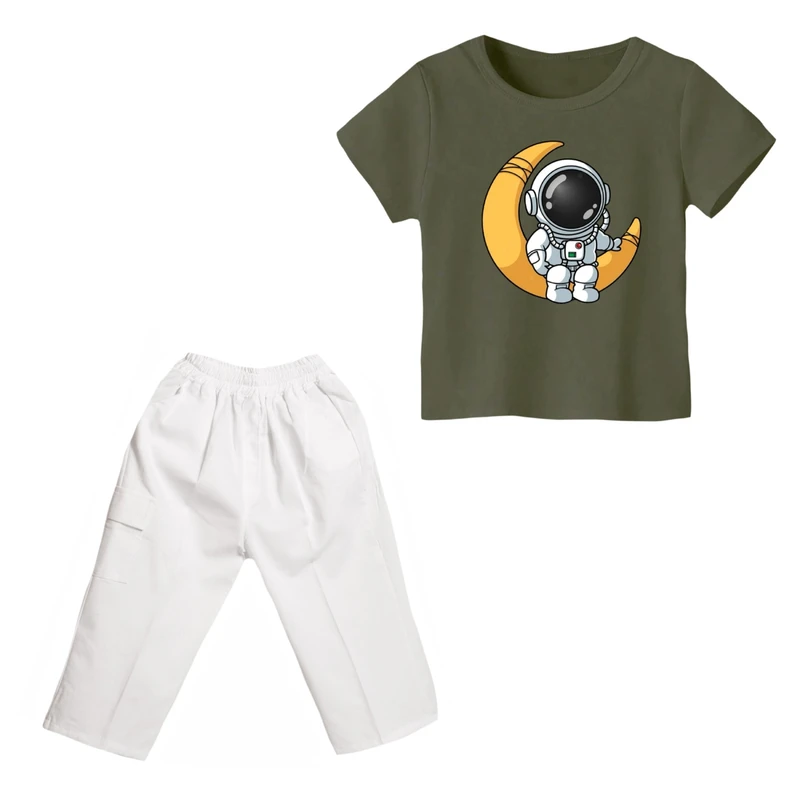 ست تی شرت و شلوارک پسرانه مدل فضانورد کد 11