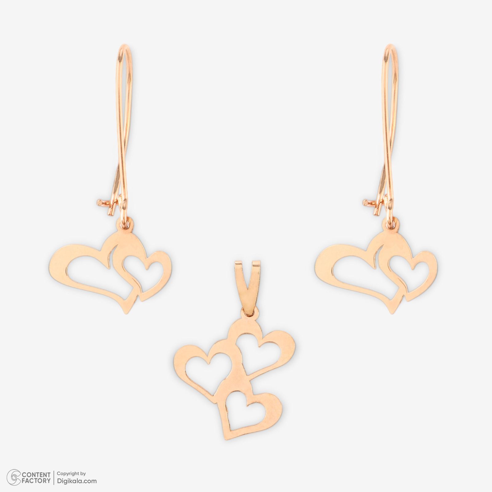نیم ست طلا 18 عیار زنانه حافا گلد مدل قلب کد nim09 -  - 4