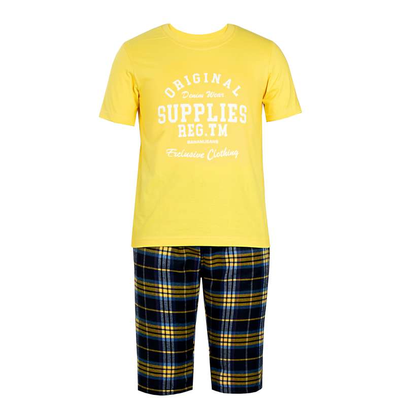 ست تی شرت و شلوارک مردانه آریان نخ باف مدل 1644