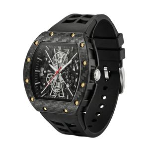 ساعت مچی عقربه‌ای کوارتز مردانه مدل اسپرت تک موتوره صفحه نیمه اسکلتون بند پیو کد R۱