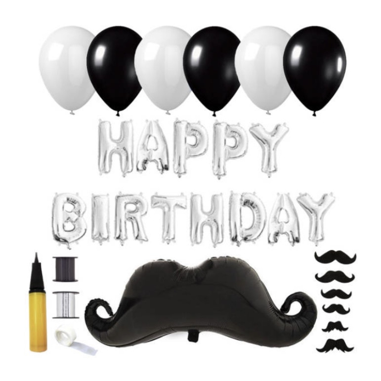 مجموعه ی 70 عددی بادکنک آرایی مدل سیبیل و هپی برت دی کد0021