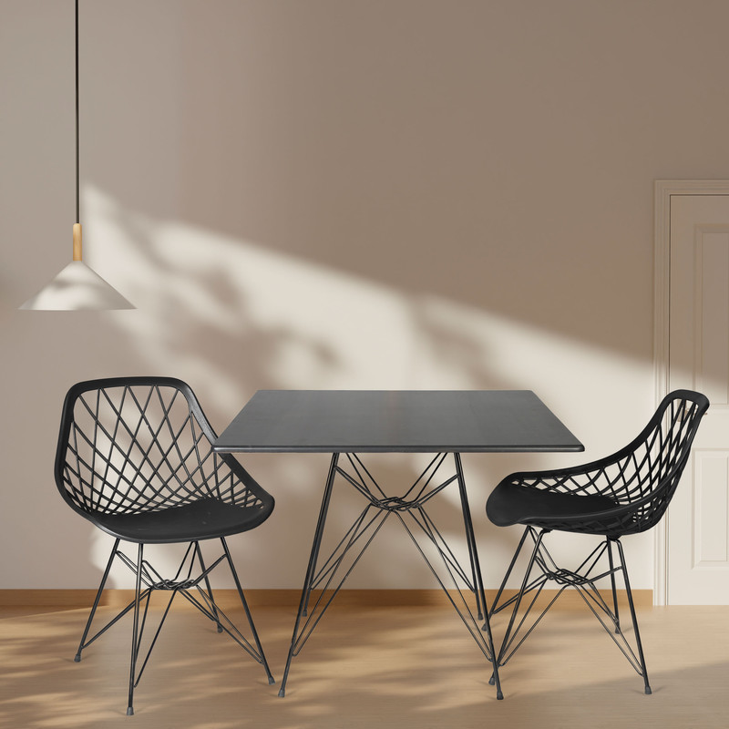 میز و صندلی ناهارخوری دو نفره مدل الماس فایبرگلاس MM