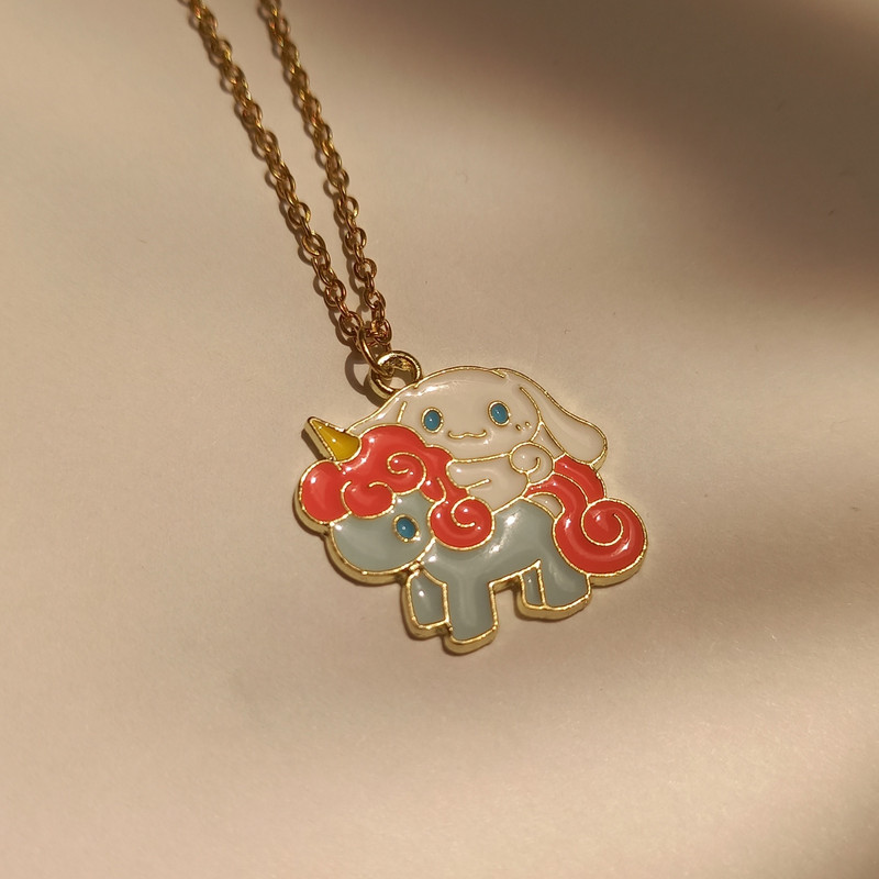 گردنبند دخترانه گربه سانریو سینامورول تک شاخ گردنبند دخترانه گربه سانریو سینامورول تک شاخ