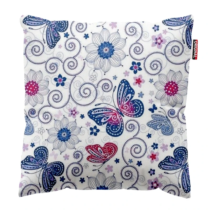 کوسن پاد آفرین طرح پروانه و گل کد 1690 سایز 40*40 سانتی متر