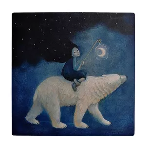 زیر لیوانی  طرح نقاشی دختر و خرس قطبی کد    5795811_4246