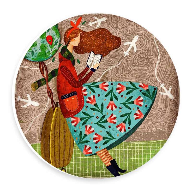 دیوارکوب طرح دختر توریست مدل wtb312