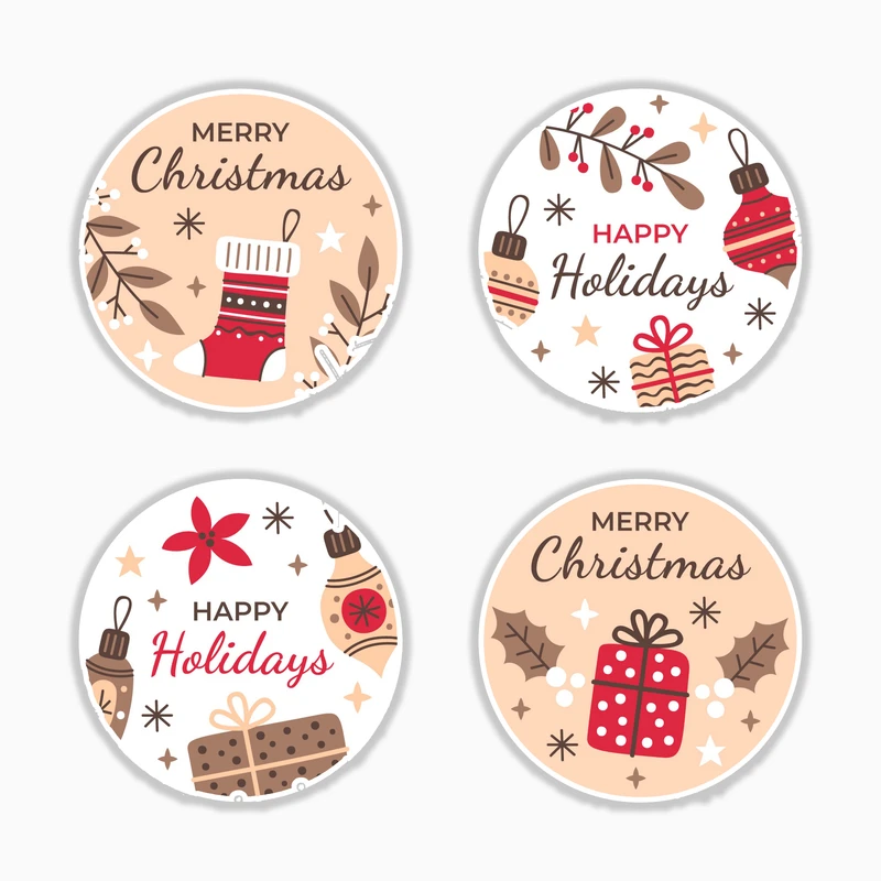 استیکر لپ تاپ و موبایل بووم طرح لیبل کریسمس کد MR173 مجموعه 4 عددی