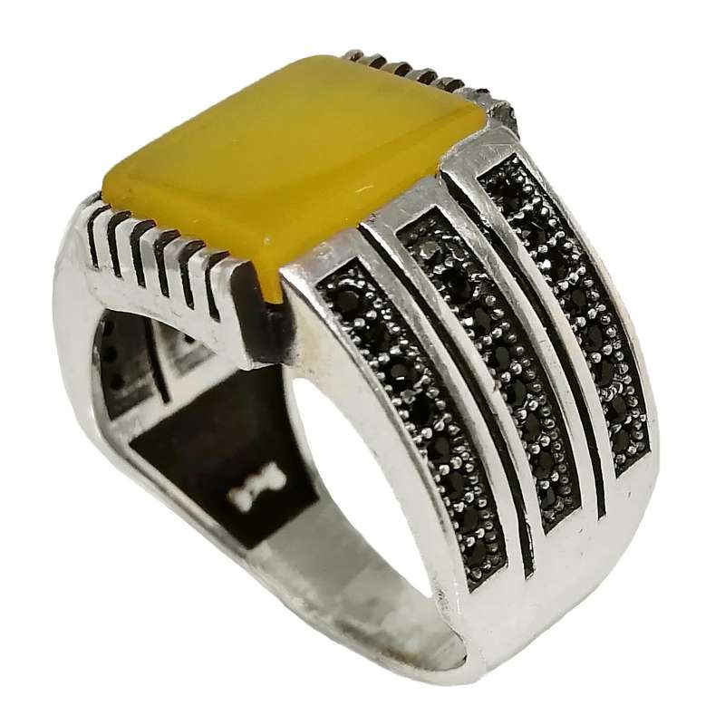 انگشتر نقره مردانه مدل عقیق شرف الشمس اسپرت MS9034