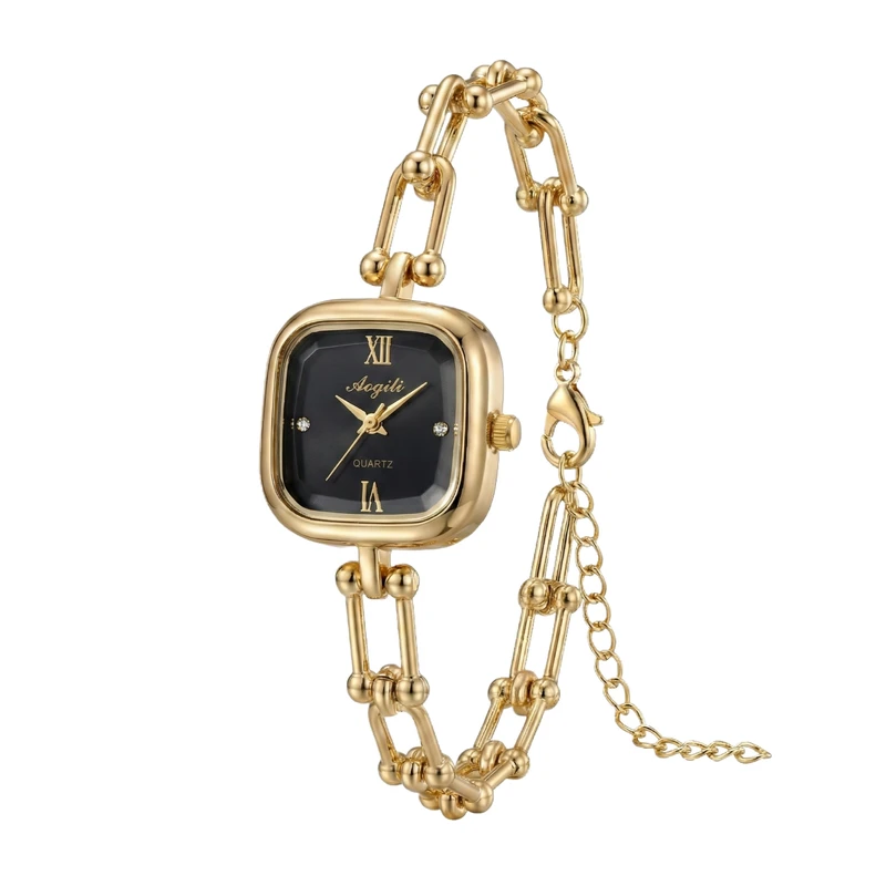 ساعت مچی عقربه‌ای کوارتز زنانه اُجیلی مدل لوکس بند دستبندی کد AG002