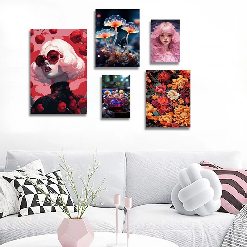 تابلو شاسی بکلیت طرح چهره و گل رنگی مدل SH-1196  مجموعه 5 عددی