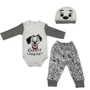 ست 3 تکه لباس نوزادی مدل سگ خالدار