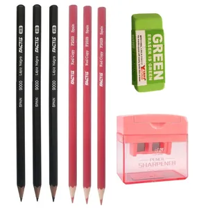 مداد مشکی فکتیس با درجه سختی HB مدل پاییز 32 به همراه تراش و پاک کن مجموعه 8 عددی