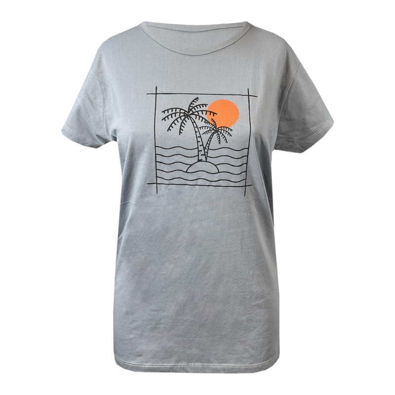 تی شرت آستین کوتاه زنانه مدل ساحل کد 1680 رنگ طوسی