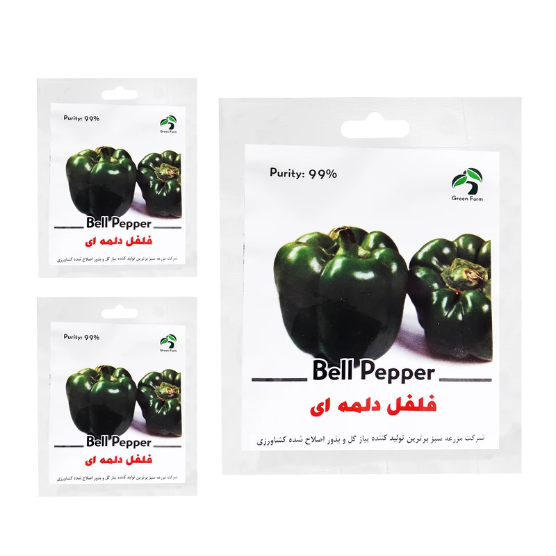 بذر فلفل دلمه گرین فارم کد AZER 54 بسته 3 عددی