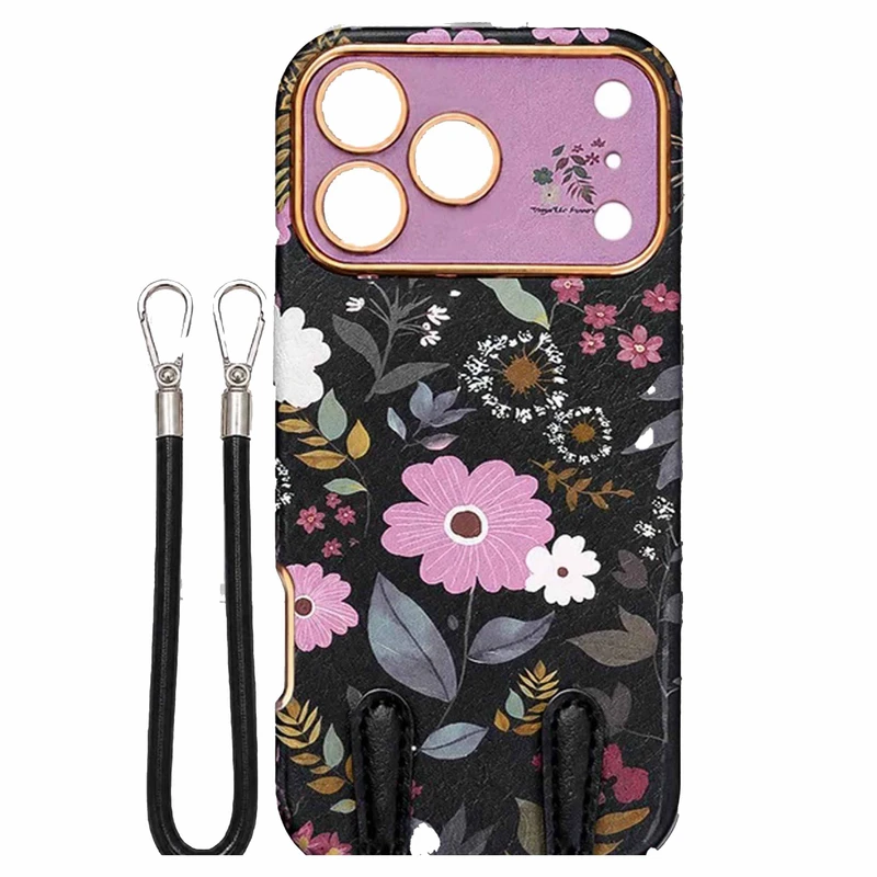 کاور مدل شکوفه شب مناسب برای گوشی موبایل اپل iPhone 16 به همراه بند مچی